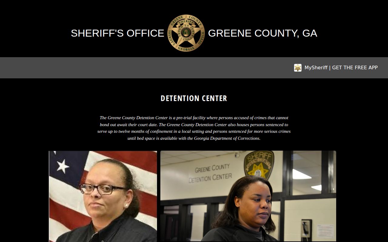 Greene County Detention official page for county jail custody information